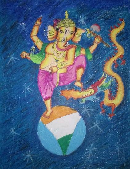 Ganesha, painting by Drona Hirwe