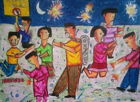 Diwali, painting by Drona Hirwe