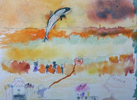 Beach, painting by Hamsini Aswin