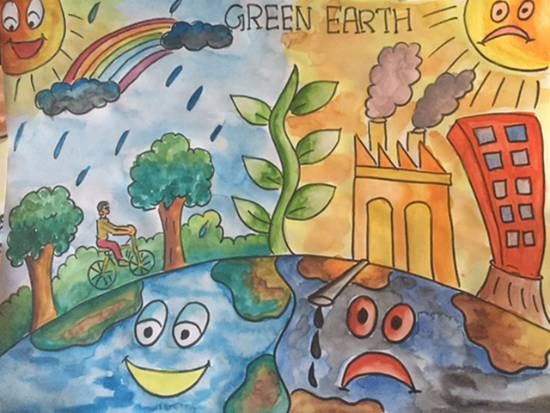 Green Earth, painting by Mehek Aloke Isharani