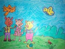 painting by Manjeet Kaur - Fun with friends