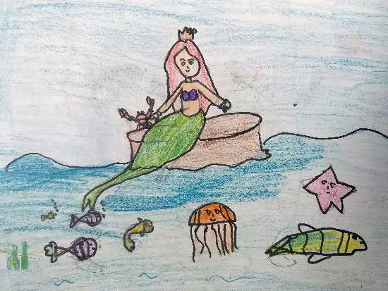 Painting  by Mrugakshi Shailesh Pedgaonkar - Ariel - The Mermaid Princess