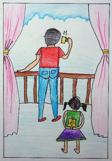 Father's Day, painting by Mrugakshi Shailesh Pedgaonkar