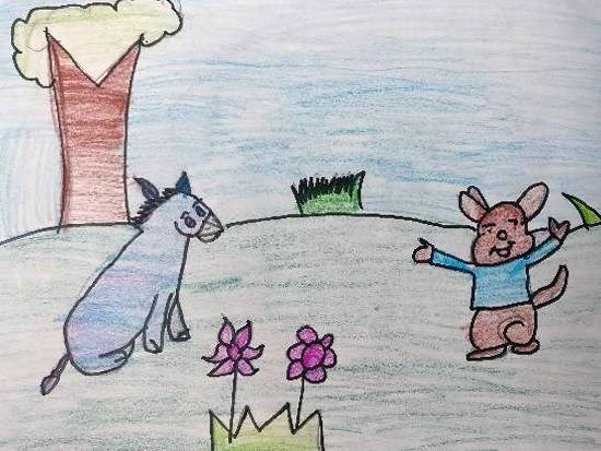 Eyore and Rooh, painting by Mrugakshi Shailesh Pedgaonkar