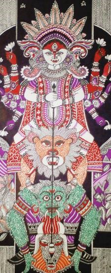 Durga - Mahisasuramordini, painting by Abhisek Ghosh