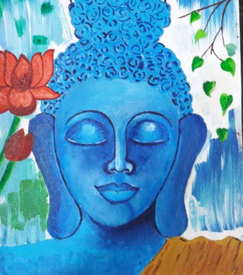 Painting  by Mrunal Vijay Todkar - Blue Buddha