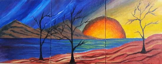 Sunset, painting by Mrunal Vijay Todkar