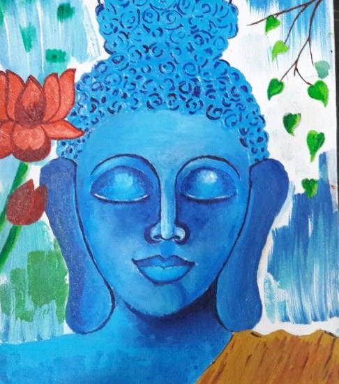 Blue Buddha, painting by Mrunal Vijay Todkar
