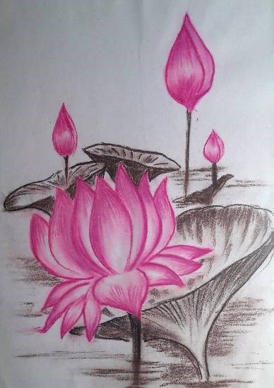 Lotuses, painting by Mrunal Vijay Todkar