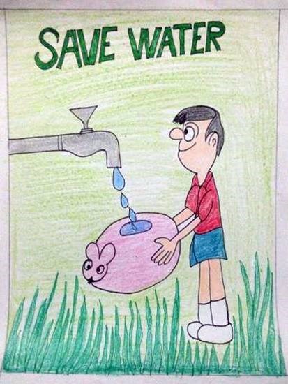 Save water, painting by Rajveer Singh