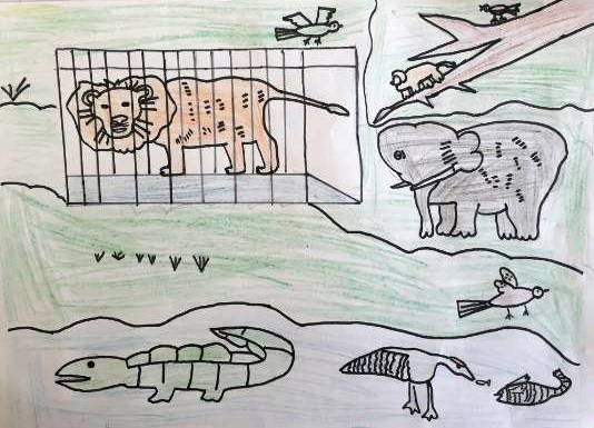 Animals, painting by Rajveer Singh