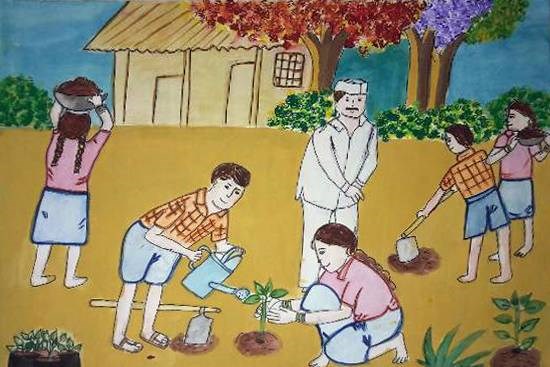 Plant Trees, painting by Rashmi Ramchandra Savadatti
