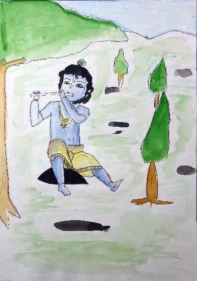 Little Krishna, painting by Sahil Nagvekar