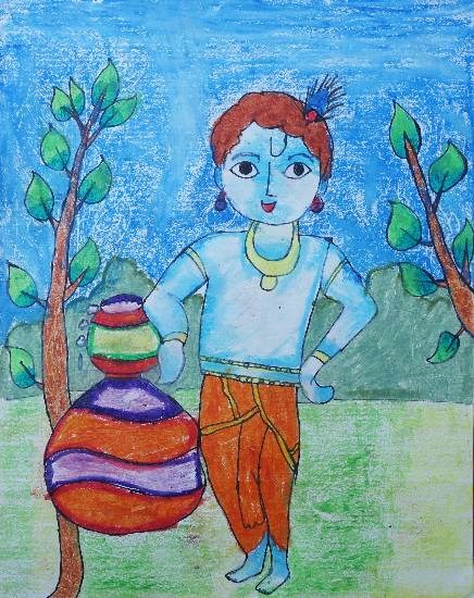 Little Krishna Painting by Sargun Maini