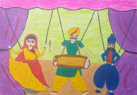 Puppet show, painting by Sargun Maini