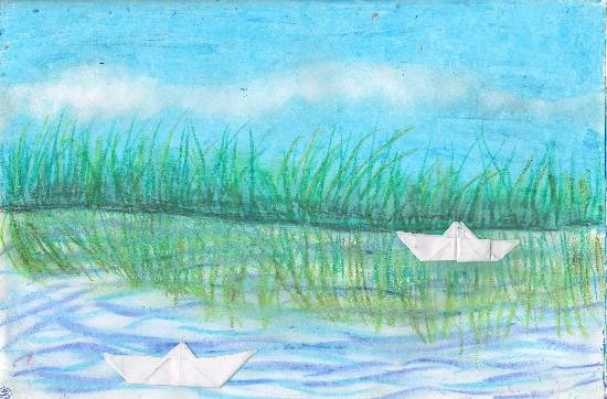 Reflection in water, painting by Swanandi Ananda Babrekar