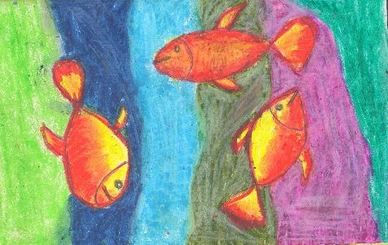 Fishes, painting by Swanandi Ananda Babrekar