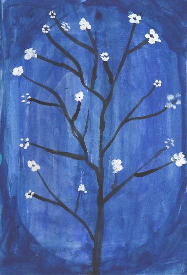 A tree at night, painting by Swanandi Ananda Babrekar