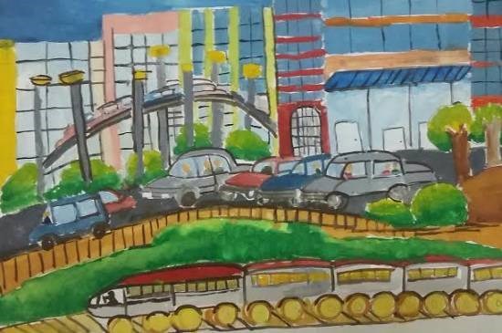 City, painting by Mugdha Chandrabhanu Patnaik