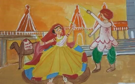 Dandiya, painting by Mugdha Chandrabhanu Patnaik