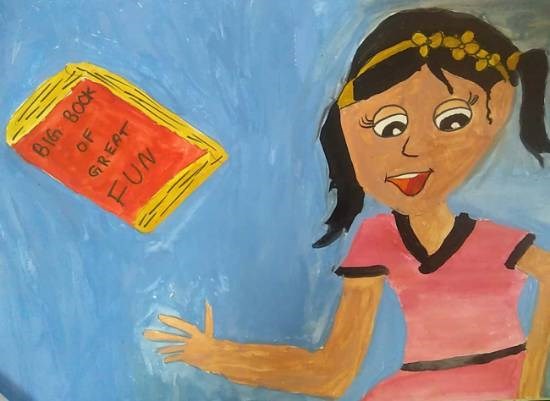 Girl with book, painting by Toshani Mehra