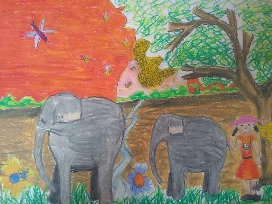 Elephants, painting by Toshani Mehra