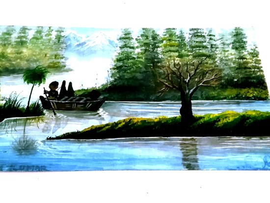 Landscap, painting by Akhalesh Ahirwar