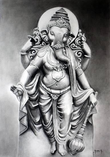 Painting  by Komal Ajay Kumthekar - Metal Ganesha
