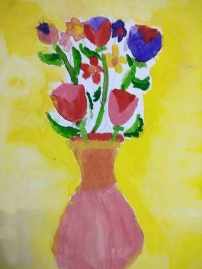 Flower vase, painting by Navya Harendra Mishra