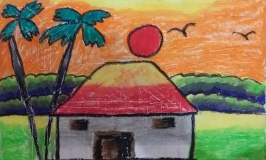 Sunset, painting by Navya Harendra Mishra