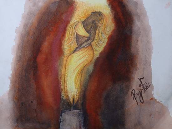 Painting  by Priyanka Arvindbhai Patel - Woman in fire