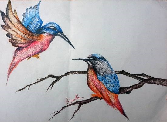 Birds, painting by Priyanka Arvindbhai Patel