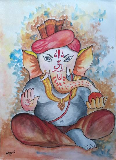 Painting by Sayuri Sunil Bhanap - Ganesha