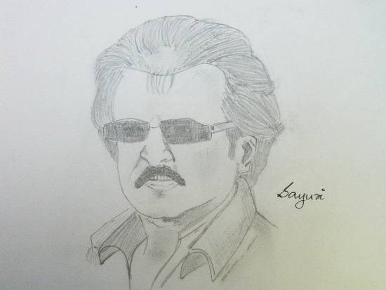 Rajnikanth, painting by Sayuri Sunil Bhanap
