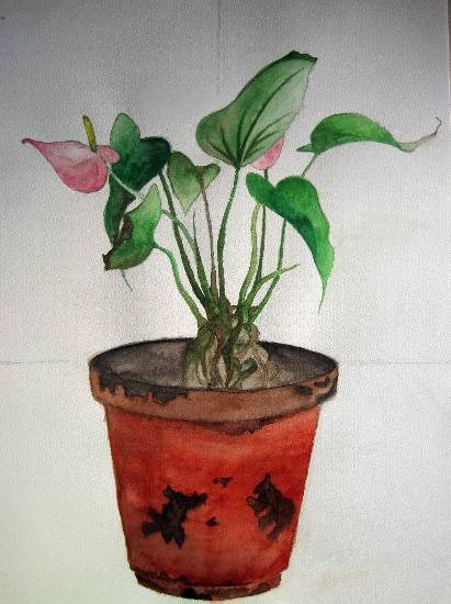 Flower Pot, painting by Sayuri Sunil Bhanap