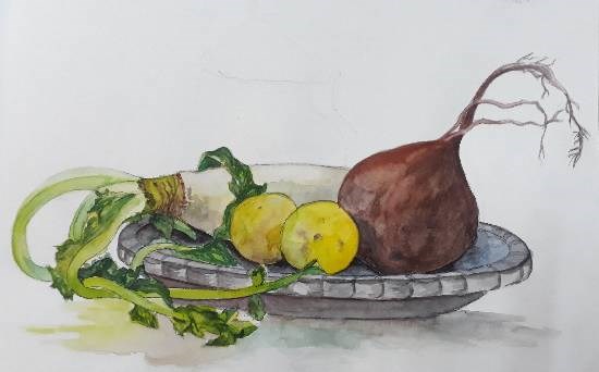 Fresh veggies, painting by Sayuri Sunil Bhanap