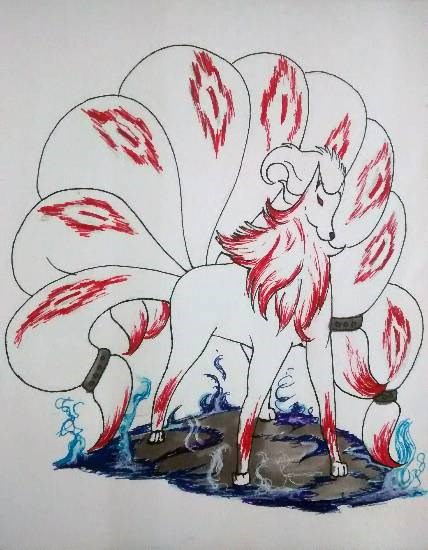 Ninetails, painting by Snehal Ramdas Shirke