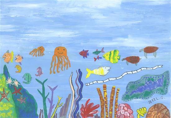 Marine life, painting by Neil Gaur