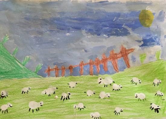 Sheeps, painting by Neil Gaur