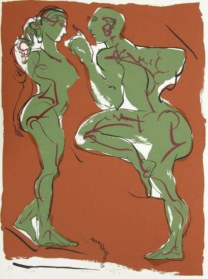 Interaction, painting by Jatin Das