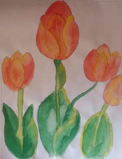 Tulips, painting by Nilesh Harendra Mishra