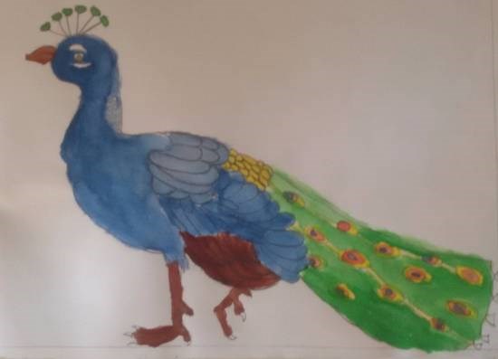 Peacock, painting by Nilesh Harendra Mishra