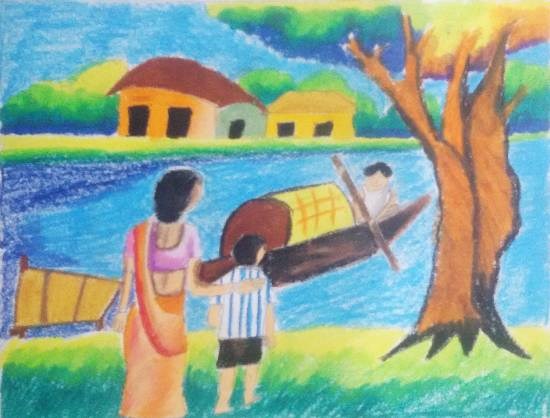 Boat, painting by Nilesh Harendra Mishra