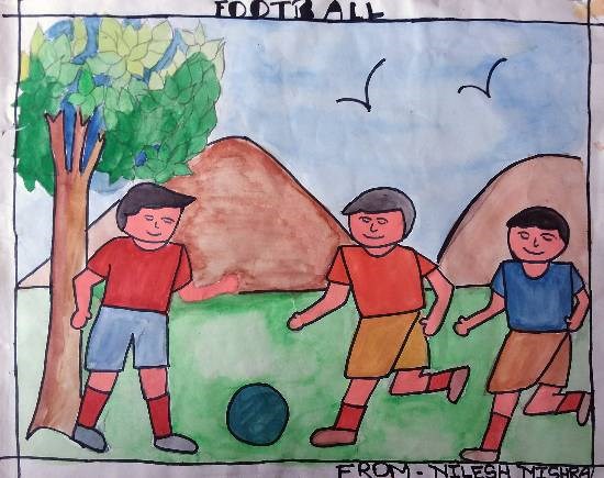 Football, painting by Nilesh Harendra Mishra