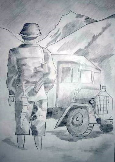 Military Man, painting by Nilesh Harendra Mishra