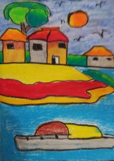 Hosuses, painting by Nilesh Harendra Mishra