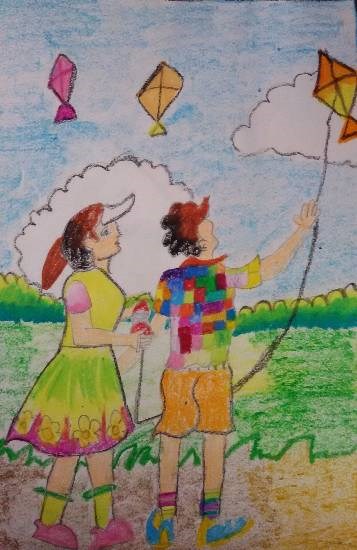 Kites, painting by Nilesh Harendra Mishra