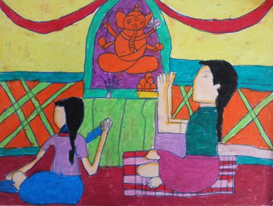 Painting  by Pratham Jignesh Desai - Ganesha festival