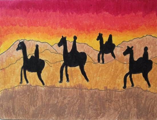 Camels, painting by Pratham Jignesh Desai