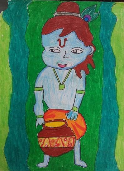 Krishna, painting by Pratham Jignesh Desai